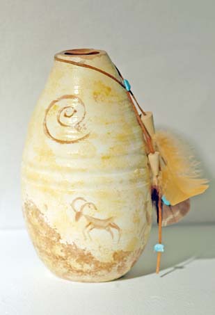 Thrown Hand Painted Native American Vase